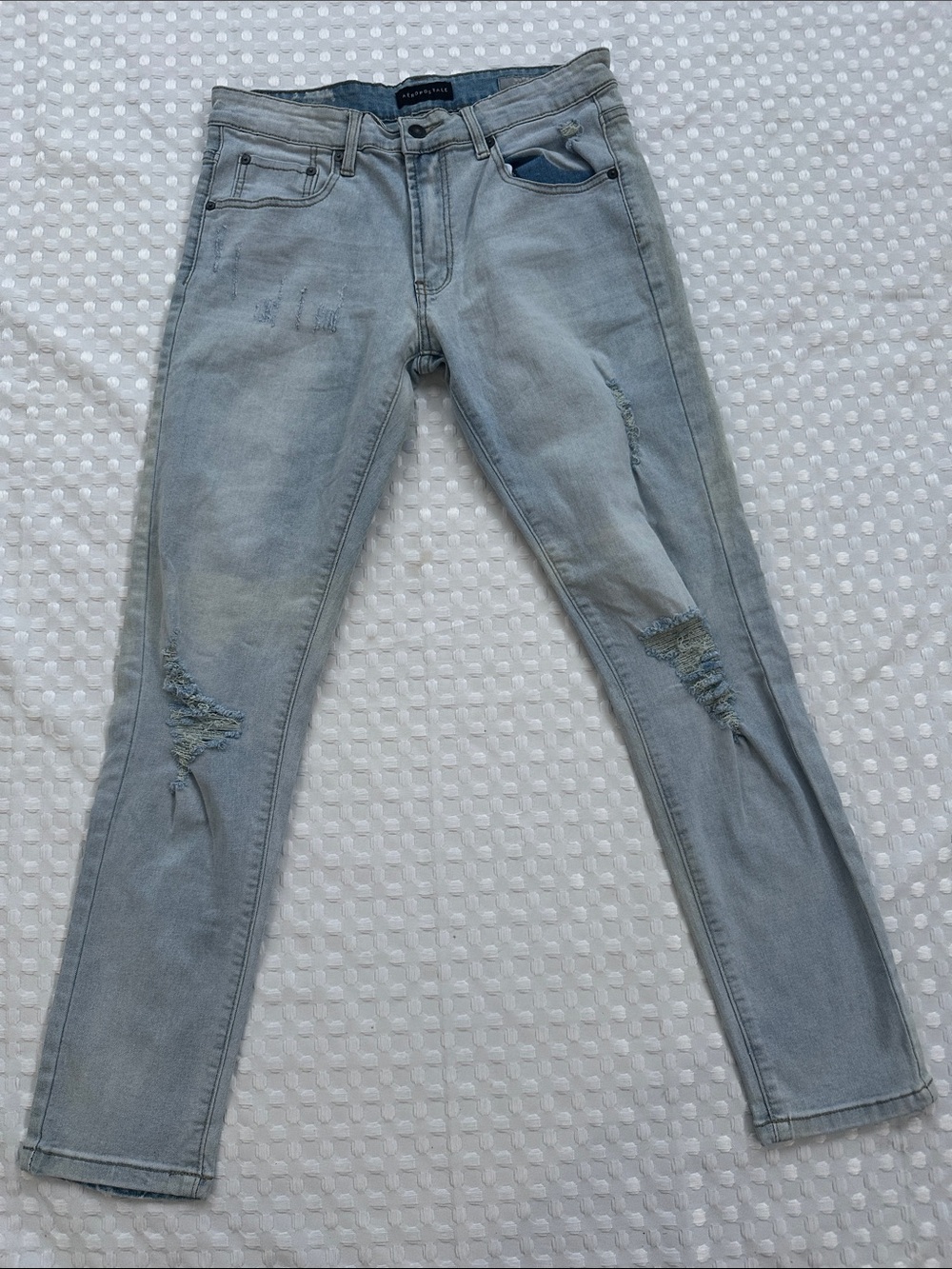 Aeropostale Light Blue Skinny Distressed Mens Jeans 32x30